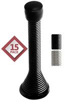 Jack N' Drill 3.1-inch Spring Door Stopper 15-Pack Flexible Spring Design, Durable and Easy to Install Door Stop in Modern Oil-Rubbed Bronze Finish Prevents Damage for Wall & Door, Child-Friendly
