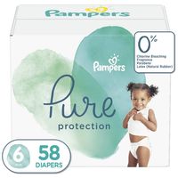 Diapers Size 6, 58 Count - Pampers Pure Disposable Baby Diapers, Hypoallergenic and Unscented Protection, Giant Pack