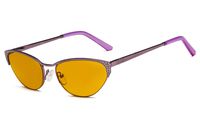Eyekepper Computer Gaming Reading Glasses Anti Glare UV400 Reduces Eyestrain-96.9% Blue Light Blocking Orange Tinted Lens-Womens Sleep Better Cat-Eye Readers(Purple, 1.25)