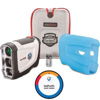 Bushnell Tour V4 Golf Laser Rangefinder + CR2 Battery + Golfwith Smart Marker GPS + Blue Silicon Skin