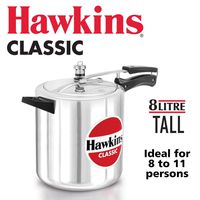 HAWKINS Classic CL8T 8-Liter New Improved Aluminum Pressure Cooker, Small, Silver