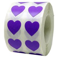 Academyus 1000Pcs/Roll Love Heart Labels Stickers Wedding Gift Packaging Sealing Art Decal Purple
