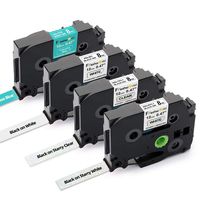 Replace P Touch TZ 12mm 0.47 Inch Laminated Label Tape (Glitter Starry Rainbow White/Clear/White/Turquoise Blue)TZe-231L1 TZe-131L1 TZe-231 TZe-T535,Compatible with P-Touch Brother PT-D210 PT-D400, 4P