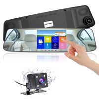 Car Camera Backup Cam 4.3" Mirror Dash Camera 1080P Touch Screen Front Rear Dual Lens Car Camera Parking Assistance G-Sensor, Waterproof Rear View Revers Camera -Sliver