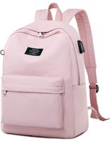 Travel Laptop Backpacks Womens College Backpack School Bag with USB Charging Port Daypack With Trolley Case Slot (9303 Pink)