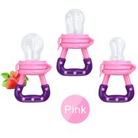 3 Pack Baby Food Feeder Fruit Food Silicone Nipple Teething Toy Reusable Aching Gums Pacifier,Pink