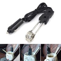 Ugthe Mini Portable 24V Car Auto Vehicle Immersion Electric Tea Coffee Water Heater - Black