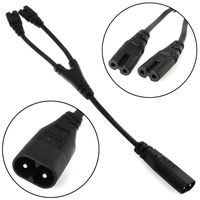 E-outstanding 1PC IEC320 C8 to 2X C7 Y Split AC Cable 30cm Figura IEC Male to 2 Female AC Power Cord