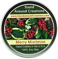Premium 100% All Natural Soy Wax Aromatherapy Candle - 6oz Tin -Merry Mistletoe: A blend of citrus, blue spruce, and frosted cranberries create this perfect holiday scent! This fragrance is infused with Fir, Peppermint, and Cedar Leaf essential oils.
