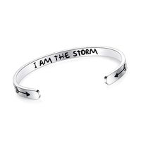SAM & LORI I Am The Storm Inspirational Cuff Bracelet Bangle Motivational Mantra Quote Stainless Steel Engraved Best Friend Sister Gift for Women Teen Girls with Hidden Message
