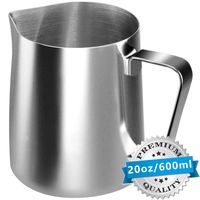 Stainless Steel Milk Frothing Pitcher Cappuccino Pitcher Pouring Jug Espresso Cup Creamer Cup for Latte Art, 20 Ounce (600 ML)