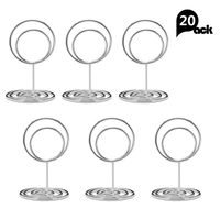 Jofefe 20pcs Mini Place Card Holders, Cute Table Number Holders, Classy Table Card Holder Table Picture Stands, Elegant Wire Photo Holder Menu Memo Clips, Idea for Wedding, Anniversary Party (Silver)