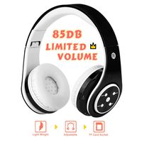 Midola Volume Limited 85dB Kids Headphone Bluetooth Wireless Over Ear Foldable Stereo Sound Noise Protection Headset with AUX 3.5mm Cord Mic for Boys Girls Kids Cellphone pad Tablets TV Black