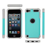 NextKin Dual Layer Hybrid Silicone Bumper Shock Absorbent Protective Cover Case w/ Anti Slip Comfort TPU Grip for Apple iPod Touch 5 (5th Generation) Touch 6 (6th Generation), Teal/ Grey Skin