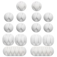 Gydandir 16 Pack Multipurpose Cable Clips Holders Self Adhesive Cord Holders Desk Cable Management Clips Wire Holder for Organizing Cables,Cords and Wires Home and Office (White)