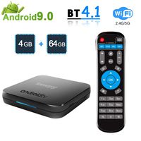 Sawpy KM9 Android 9.0 tv Box 4GB RAM LPDDR4 + 64GB ROM Smart Network Set Top Box 2.4GHz/5GHz WiFi 4.1 Bluetooth 4K Smart TV Box Amlogic S905X2 Quad core ARM Cortex-A53 CPU