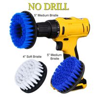 HIFROM 4in +5in Drill Brush Soft Medium Stiff Bristle Powered Scrub Attachments Cleaning Kit for Bathroom Shower Grout Carpet Tires Boats Ceramic Marble Wheels Glass Upholstery