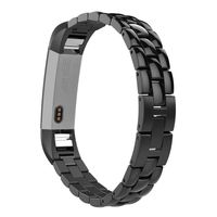 MoKo Fitbit Alta HR and Alta Band, Universal Stainless Steel Replacement Watch Bracelet Band Strap with Fold Over Clasp for Fitbit Alta/Fitbit Alta HR, Tracker NOT Included - Black