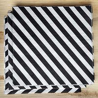 Tableclothsfactory Diagonal Striped Restaurant Party Beverage Paper Napkins - Black and White - 100 PSC