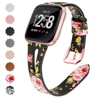 QIBOX Leather Bands Compatible Fitbit Versa, Slim Wristband Replacement Accessories Fitness Classic Straps Women Men for Fitbit Versa Lite/Special Edition
