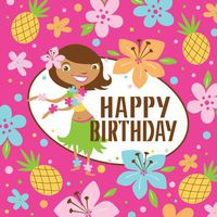 Creative Converting Pink Luau Fun Happy Birthday 16 Count 3-Ply Paper Lunch Napkins