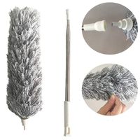 Microfiber Duster with Stainless Steel Extension Pole Up to 100 inches - Extra Long Flexible Extendable Bendable Duster for Cleaning High Ceiling Fan, Roof, Keyboard, Furniture, Cobweb (Gray)