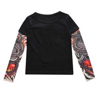 Clothful for 1-6 Years Old Kids Outfits,Toddler Baby Kids Boys T-Shirt with Mesh Tattoo Printed Sleeve Tee Tops (5-6 Years Old, F)