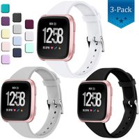 Wepro Bands Compatible with Fitbit Versa SmartWatch, Versa 2 and Versa Lite SE Watch, Soft Silicone Slim Band Replacement Wristband Straps for Women Men, 3-Pack, Small, Black White State Gary