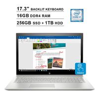 2019 Newest HP Envy 17.3 Inch FHD Touchscreen Laptop (Intel 4-Core i7-8550U up to 4GHz, 16GB RAM, 256GB SSD + 1TB HDD, NVIDIA MX150 2GB, Backlit Keyboard, DVD, WiFi, Bluetooth, HDMI, Win10) (Renewed)