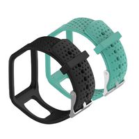 Weinisite Silicone Adjustable Replacement Strap Bracelet for Tomtom Runner 1/Tomtom Multi-Sport Cardio/Tomtom Multi-Sport GPS Watch/Tomtom Multi-Sport + HRM (Black+Teal)