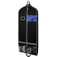 Zilink Breathable Hanging Garment Bags for Travel 54" Dress Suit Cover with 2 Large Mesh Pockets and a PVC Card Holder, Black