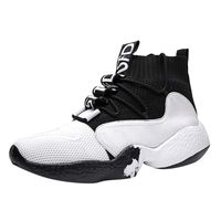 Dainzuy Sports Sneakers for Men Mesh Breathable High Upper Basketball Shoes Sneakers Anti Slip Trail Walking Shoes White