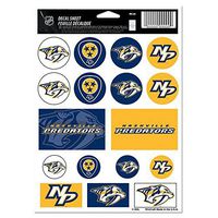 WinCraft NHL Nashville Predators Vinyl Sticker Sheet, 5" x 7"