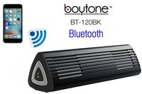 Boytone BT-120BK Portable Wireless Bluetooth Speaker, Built-in Microphone, 2 Stereo Speaker, Rechargeable Battery. Aluminum Casing. Works with iPhone, iPad, Samsung, Tablets and Other Smart Phones