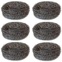 Hulless 6 Pcs Stainless Steel Sponges Kitchen Scouring Cleaners 2 oz Cleaning Ball Scouring Pads for Kitchen Utensil Cleaning.