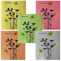 Meadow Flowers Set of 5 Cloths (one of Each Color) Swedish Dishcloths | ECO Friendly Absorbent Cleaning Cloth | Reusable Cleaning Wipes