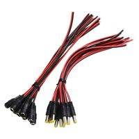 BEKER 10 Pairs DC Power Pigtail Cable DC Power Pigtail Cable 12V 5A Male Female Connectors DC Cable for CCTV Security Camera and Lighting Power Adapter(2.1mm x 5.5 mm, Ultra Thick 18AWG)