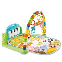 Play Mat Activity Gym for Baby, Large Baby Game Pad Music Pedal Piano Music Fitness Rack Crawling Mat with Hanging Toys, Lay to Sit-Up Play Mat Activity Center for Infants and Toddlers (As Show)