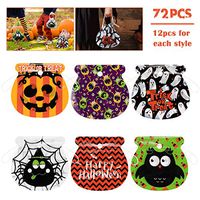 Amosfun 72PCS Halloween Candy Bags Drawstring Trick or Treat Bags Halloween Goodie Bags Assortment for Kids Halloween Party Suppliers Halloween Party Bags