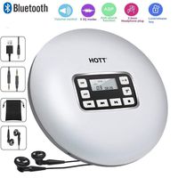 HONGYU Portable Bluetooth CD Player LED Display/Headphone Jack Anti-Skip Protection Anti-Shock Personal CD Music Disc Player Kids Adults Students, White