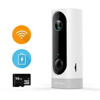 xmartO Wireless Security Camera Battery-Operated, for Home Security, Baby Monitor, Pet Camera, Rechargeable Battery, Pir Motion Detection, 2 Way Audio, Night Vision, 16GB Storage