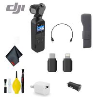 DJI Osmo Pocket Handheld 3 Axis Gimbal Stabilizer with Integrated Camera, Attachable to Smartphone, Android (USB-C), iPhone - Bundle