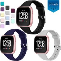 Wepro Bands Compatible with Fitbit Versa SmartWatch, Versa 2 and Versa Lite SE Watch, Soft Silicone Slim Band Replacement Wristband Straps for Women Men, 3-Pack, Large, Black Navy Blue State Gray