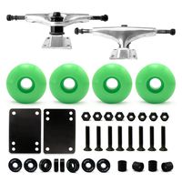 VJ 5.0 Skateboard Trucks (Silver), Skateboard Wheels 52mm, Skateboard Bearings, Skateboard Pads, Skateboard Hardware 1" (52mm Light Green)