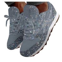Gyouanime Womens Sports Running Sneakers Autumn Lace Up Casual Breathable Bling Slip On Sport Running Shoes Sneakers Footwear Silver