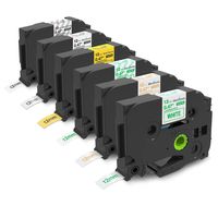 Compaitble Ptouch Labels, 6-Pack 12mm 0.47 Laminated TZe TZ Tape (Black on White/Clear/Yellow + Gold/Green on White + Green on Clear) for TZe-231 TZ-231 Compatible with Brother P-Touch PT-D210 PT-2030