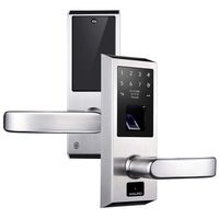 AIGURD Biometric Smart Fingerprint Door Lock Open Modes Switch OLED Panel Operation Perfect for Home Office 4 AA Batteries Required-Silver, Right Handed