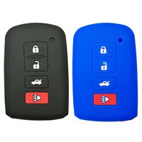 Coolbestda 2Pcs Silicone Smart Key Fob Cover Protector Keyless Jacket Remote Control Holder for 2016 2015 2014 Toyota Avalon Camry Corolla RAV4 Highlander Black Blue
