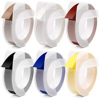 Greateam Compatible Embossing Tape Replacement for DYMO Embossing Tape 3/8, Dymo 3D Label for DYMO Embossing Label Maker, White Print on Black/Clear/Maroon/Wood/Light Yellow/Lake Blue, 6-Rolls