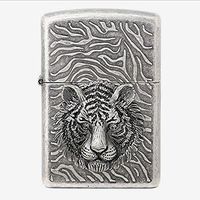 Zippo Tiger Face Crystal Eyes Sl Lighter/Genuine Authentic/Original Packing (6 Flints Set Free Gift)